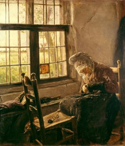 Vecchia donna che rammenda alla finestra da Max Liebermann